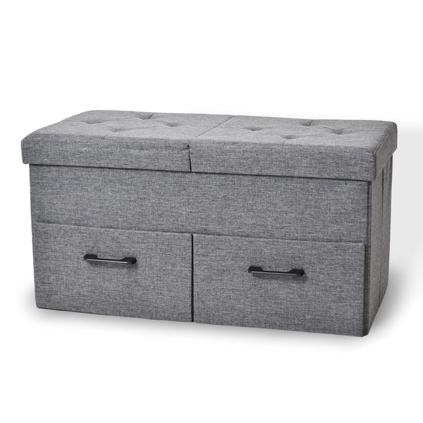 Banc à chaussures avec espace de rangement et 2 tiroirs 77x38x40cm