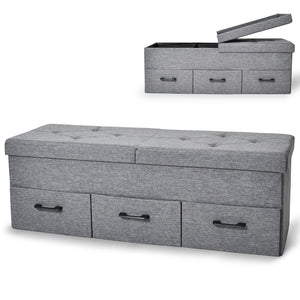 Panca portascarpe con vano portaoggetti e 3 cassetti 110x36x40cm