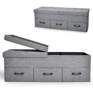 Panca portascarpe con vano portaoggetti e 3 cassetti 110x36x40cm