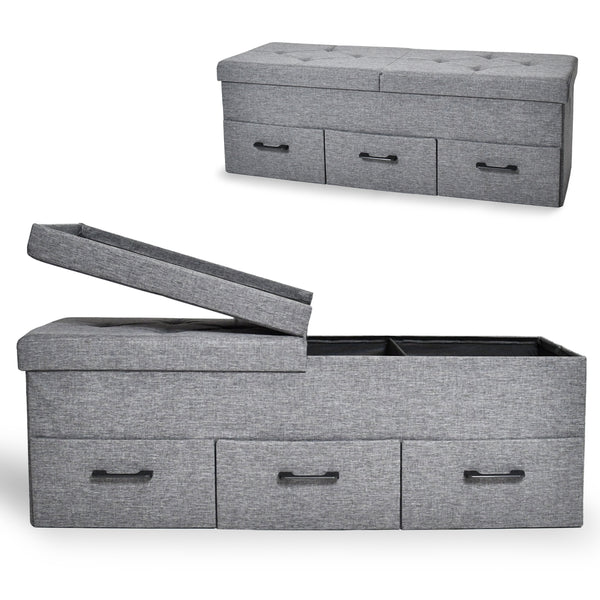 Panca portascarpe con vano portaoggetti e 3 cassetti 110x36x40cm