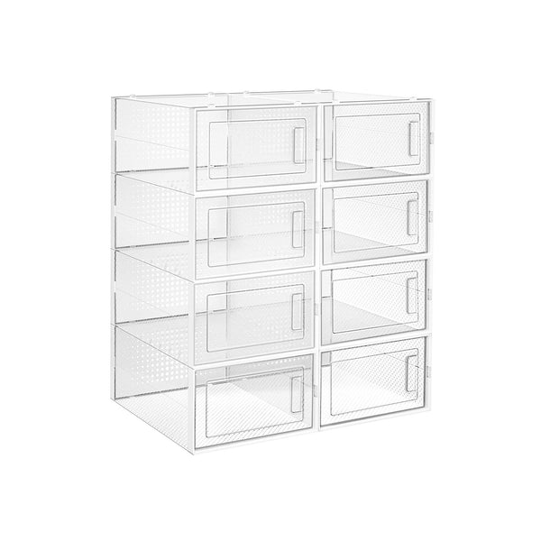 Boîtes à chaussures de rangement, lot de 8, blanches