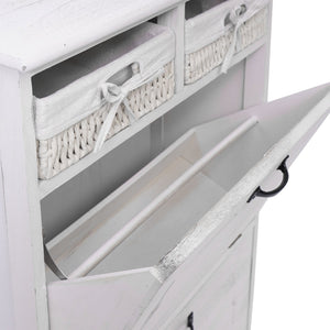 Schuhkipper Massivholz Shabby-Look mit Korb-Schublade weiss
