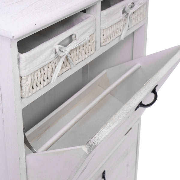 Schuhkipper Massivholz Shabby-Look mit Korb-Schublade weiss
