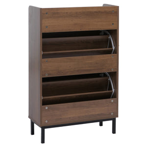 Schuhkipper Schuhregal 2 Kippfächer Ablage Schublade 95x60x24cm braun