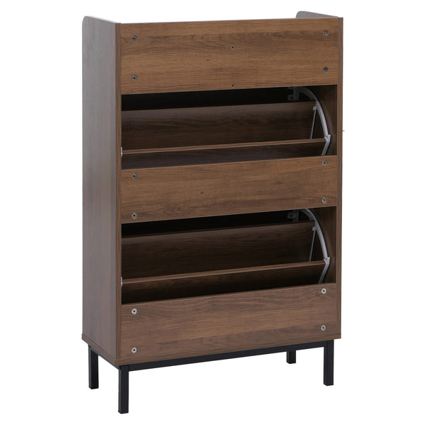 Schuhkipper Schuhregal 2 Kippfächer Ablage Schublade 95x60x24cm braun