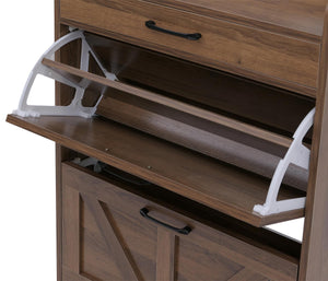 Schuhkipper Schuhregal 2 Kippfächer Ablage Schublade 95x60x24cm braun