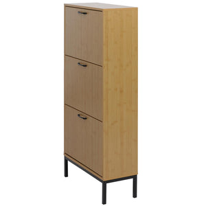 Schuhkipper Schuhregal 3 Kippfächer Ablage 125x60x25cm Bambus-Optik