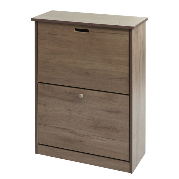 Schuhkipper Schuhschrank 2 Klappen 81x60x25cm Paulownia grau-braun