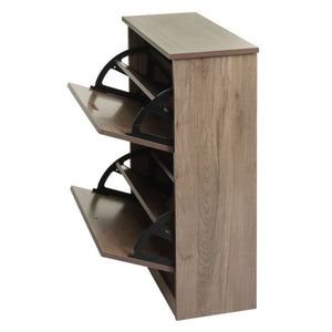 Schuhkipper Schuhschrank 2 Klappen 81x60x25cm Paulownia grau-braun