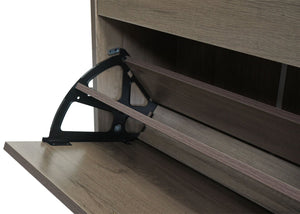 Schuhkipper Schuhschrank 2 Klappen 81x60x25cm Paulownia grau-braun