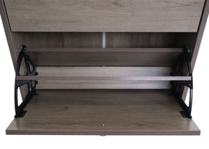 Schuhkipper Schuhschrank 2 Klappen 81x60x25cm Paulownia grau-braun