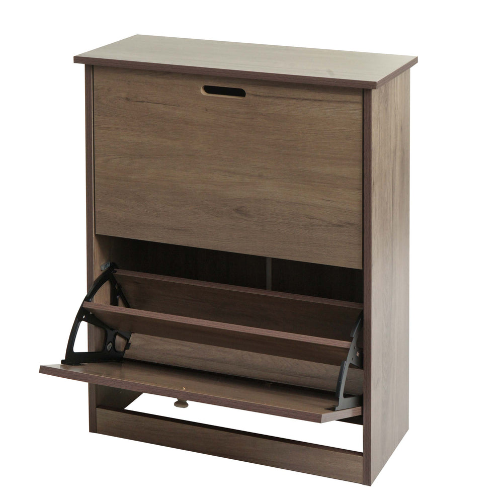 Schuhkipper Schuhschrank 2 Klappen 81x60x25cm Paulownia grau-braun