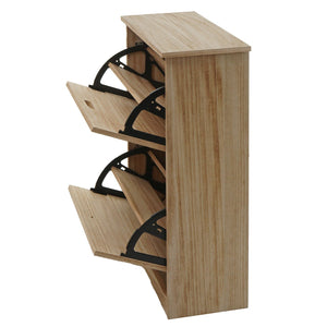 Schuhkipper Schuhschrank 2 Klappen 81x60x25cm Paulownia naturbraun