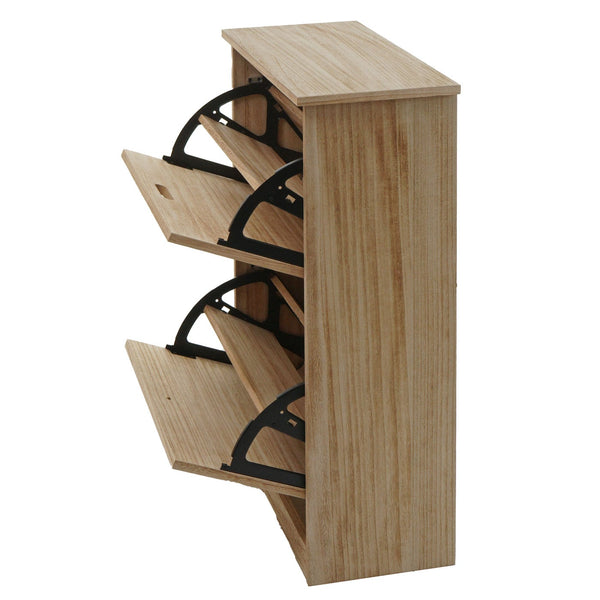 Schuhkipper Schuhschrank 2 Klappen 81x60x25cm Paulownia naturbraun