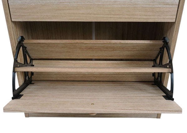 Schuhkipper Schuhschrank 2 Klappen 81x60x25cm Paulownia naturbraun