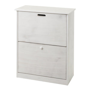 Schuhkipper Schuhschrank 2 Klappen 81x60x25cm Paulownia shabby weiss
