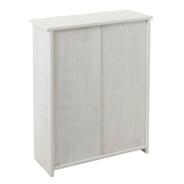 Schuhkipper Schuhschrank 2 Klappen 81x60x25cm Paulownia shabby weiss
