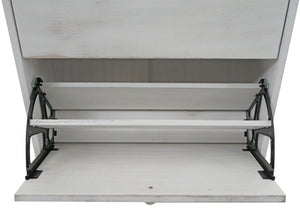 Schuhkipper Schuhschrank 2 Klappen 81x60x25cm Paulownia shabby weiss