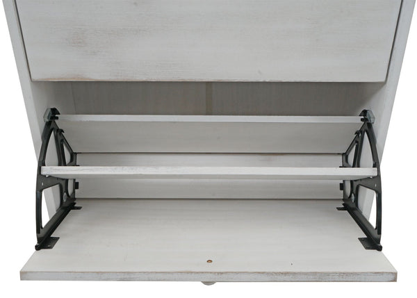 Schuhkipper Schuhschrank 2 Klappen 81x60x25cm Paulownia shabby weiss