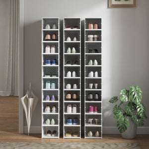Schuhregal faltbar mit 10 Ebenen aus Kunststoff weiss