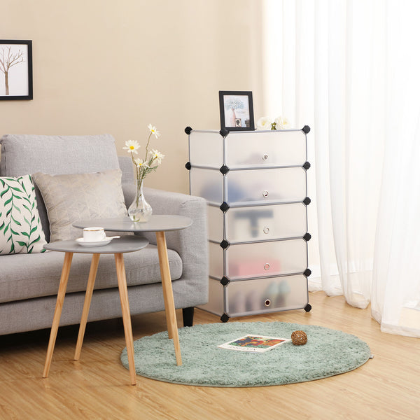 Shoe rack with 10 compartments, white