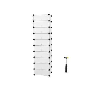 Shoe rack with 10 compartments, white