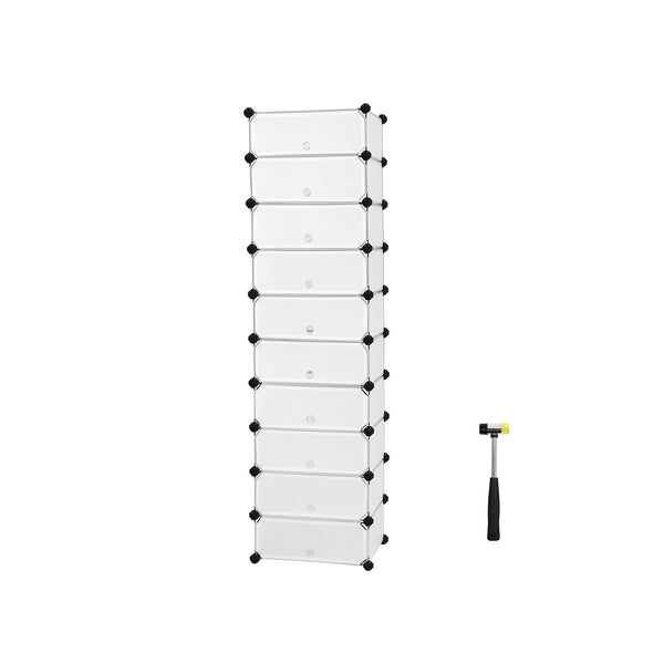 Shoe rack with 10 compartments, white