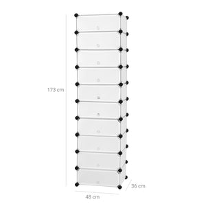 Shoe rack with 10 compartments, white