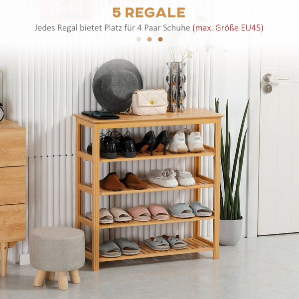 Schuhregal mit 4 Ebenen bis Grösse 45 für Flur oder Diele Bambus
