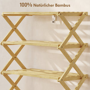 Schuhregal mit 4 Ebenen für Flur Eingang Bambus naturfarben