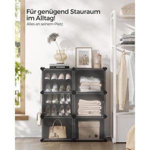 Shoe rack with 6 compartments, black