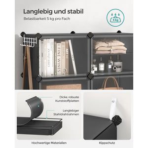 Shoe rack with 6 compartments, black