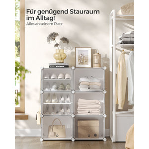 Schuhregal 6 Fächer Weiss aus Kunststoff