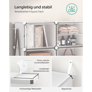 Schuhregal 6 Fächer Weiss aus Kunststoff