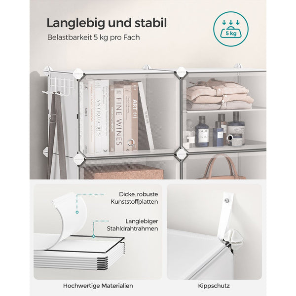 Schuhregal 6 Fächer Weiss aus Kunststoff