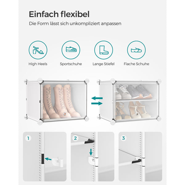 Schuhregal 6 Fächer Weiss aus Kunststoff