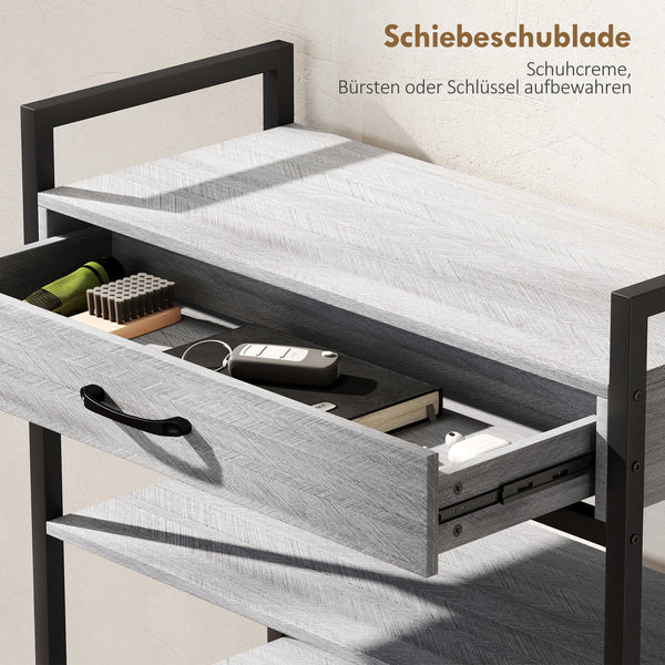 Schuhregal 4-stufig für 9 Paar Schuhe Flur Metall grau
