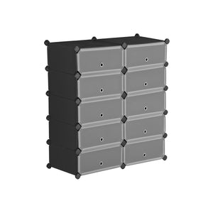 Schuhregal DIY Modulares Regal 10 Fächer Kunststoff Schwarz