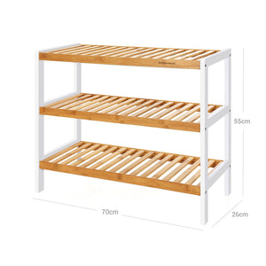 Schuhregal Flurregal 3-stöckig 70x26x55cm Bambus