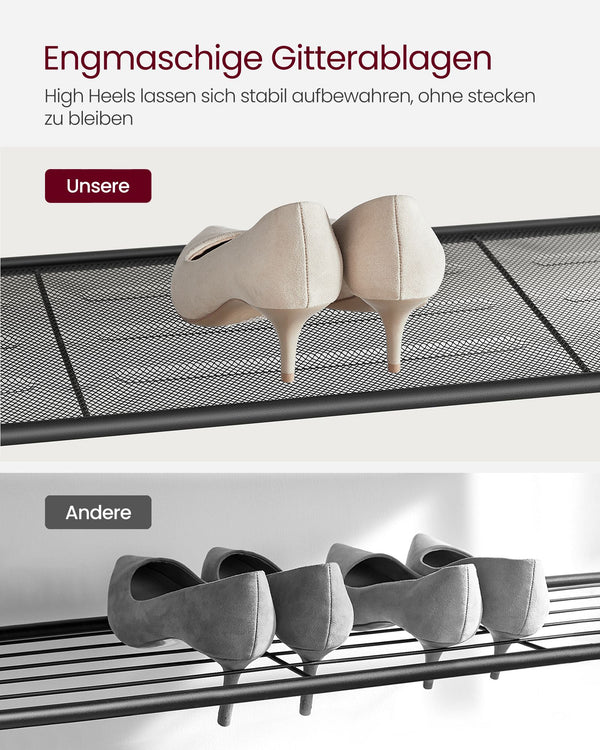 Étagère à chaussures à 4 étagères en maille, marron