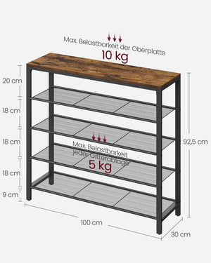 Étagère à chaussures à 4 étagères en maille, marron