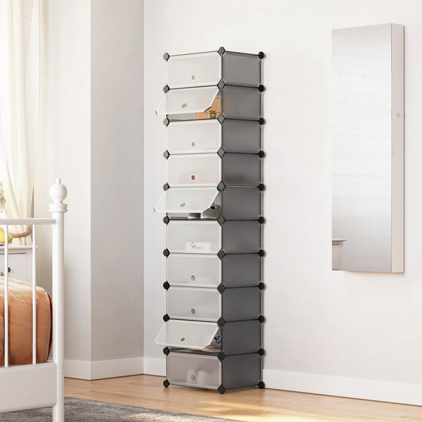 Schuhregal Schuhablage mit 10 Fächern Grau