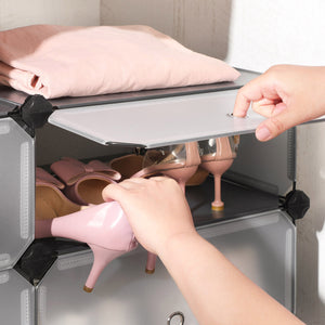 Schuhregal Schuhablage mit 10 Fächern Grau