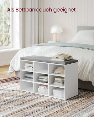 Shoe rack/shoe bench with 9 compartments, white