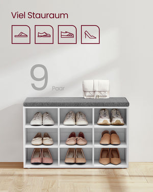 Shoe rack/shoe bench with 9 compartments, white