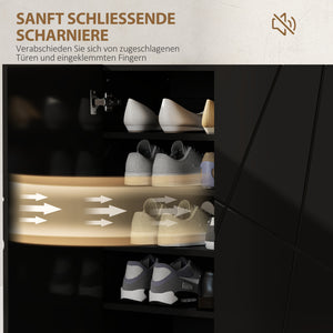 Schuhschrank mit verstellbaren Ablagen für 12 Paar Schuhe schwarz