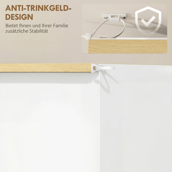 Schuhschrank mit 3 Fächern für 18 Paar Schuhe weiss braun
