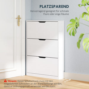 Schuhschrank schmal modern mit 3 Klappen für 12 Paar weiss