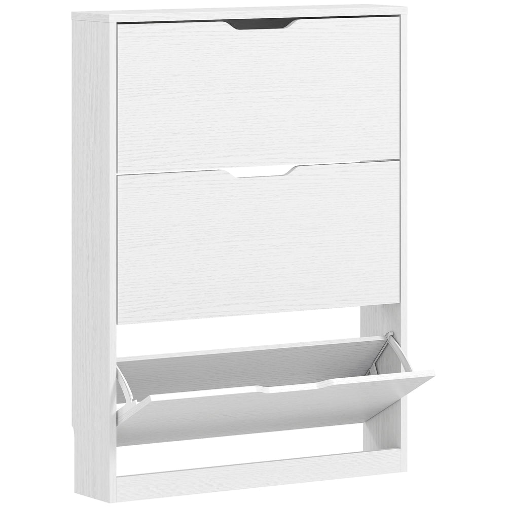 Schuhschrank schmal modern mit 3 Klappen für 12 Paar weiss