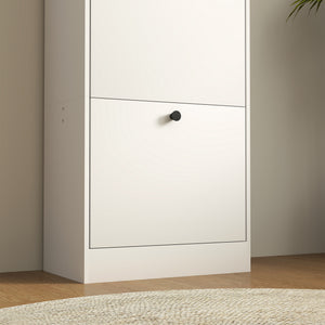 Schuhschrank mit 3 Klappfächern verstellbar für Flur weiss